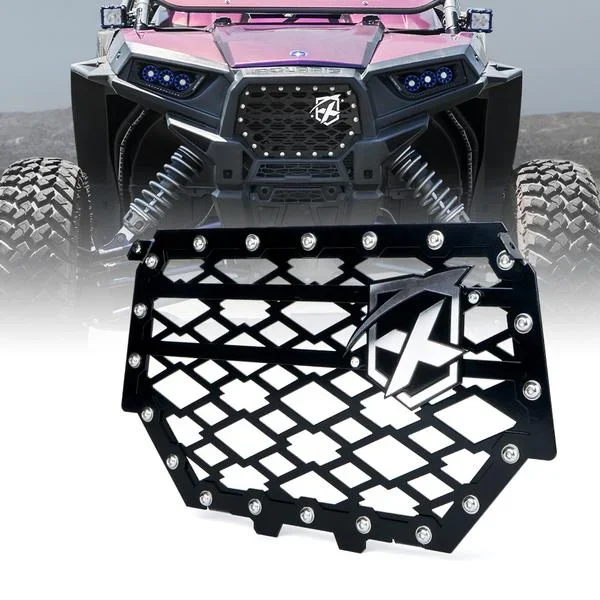 Xprite Black Steel Mesh Grille Polaris RZR/900/S/1000 XP (2014-2018) with Badge – UTV-PG-G1