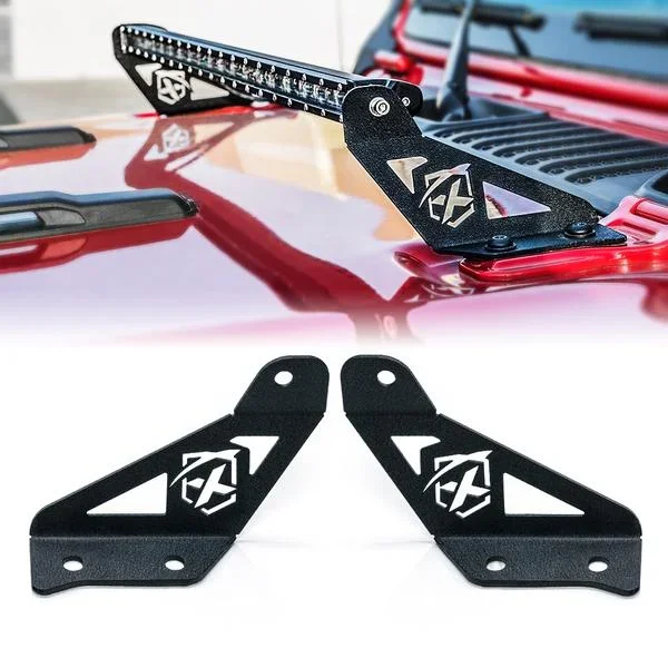 Xprite Hood Mounting Brackets for 30-32 ” LED Light Bars Jeep Wrangler JL / Gladiator JT (2018-2024) Prevail Series – WLB-0051-G1