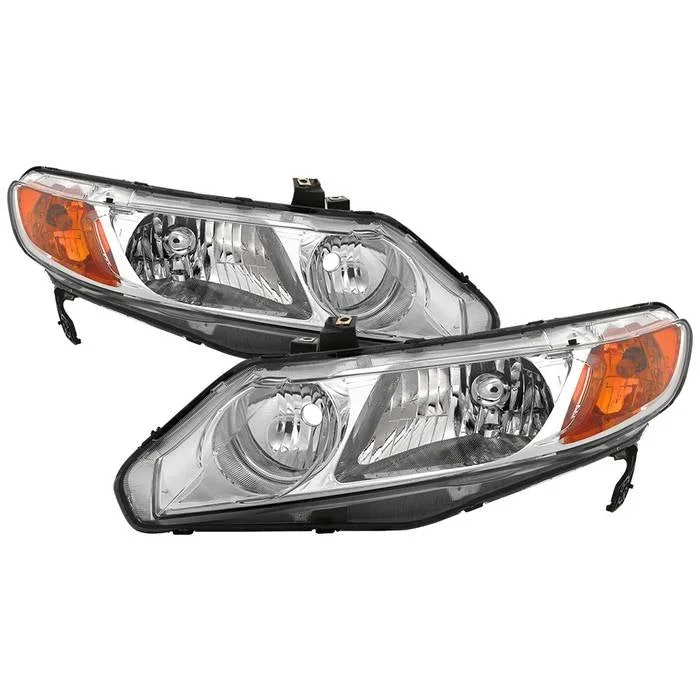 Xtune Crystal Headlights Honda Civic Sedan (06-11) Chrome w/ Amber Corner Lights