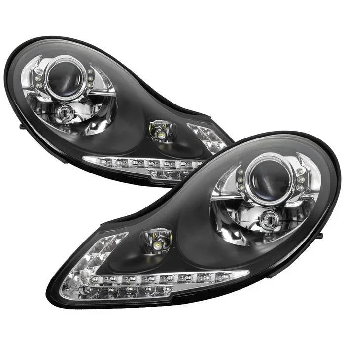 Xtune Projector Headlights Porsche Boxster 986 (97-04) 911 / 996 (99-02) [w/ Switchback DRL LED Lights] Black or Chrome w/ Amber Turn Signal Lights